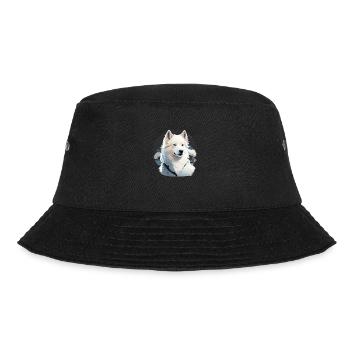 Portrait White Shepherd Dog with flowers - Bucket Hat - black - Front - Lela (165cm)