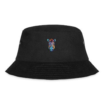 Zebra Colorful Watercolor Animal Pet Illustration - Bucket Hat - black - Front - Lela (165cm)