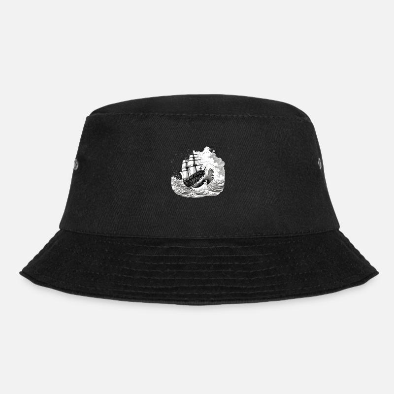 Boot in den Wellen Nr. 2 - Bucket Hat - Schwarz