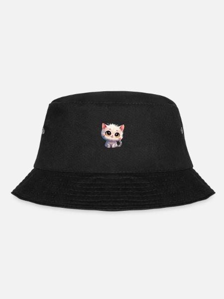 Cute white kitten - Bucket Hat - black
