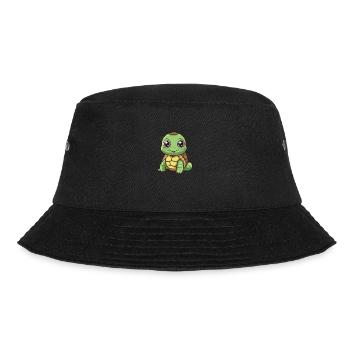 turtle Cartoon Kawaii Watercolor Illustration - Bucket Hat - black - Front - Lela (165cm)