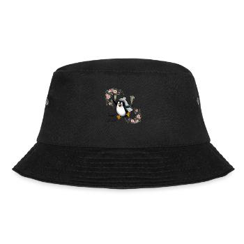 Jaaaaa, ich will, Pinguin heiratet. JGA - Bucket Hat - Schwarz - Vorne - Lela (165cm)