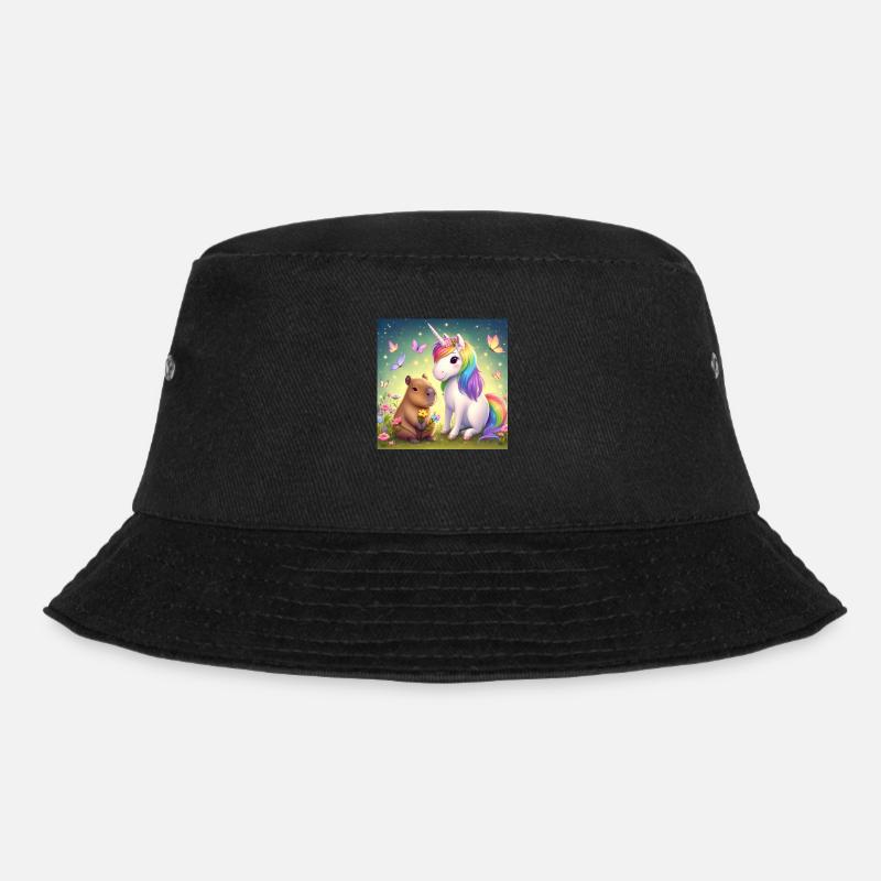 Capybara und Einhorn - Bucket Hat - Schwarz