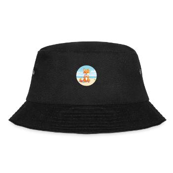 Fuchs-Karikatur-Yoga-Strand-Sommer-Illustration - Bucket Hat - Schwarz - Vorne - Lela (165cm)