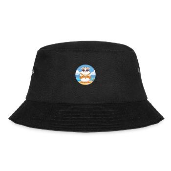 Hamster-Karikatur-Yoga-Strand-Sommer-Illustration - Bucket Hat - Schwarz - Vorne - Lela (165cm)