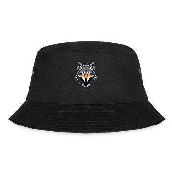 graues wolfsgesicht vektor aussehen geometrisch stolz stark - Bucket Hat - Schwarz - Vorne - Lela (165cm)