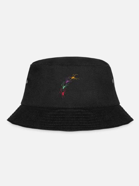 Große bunte Spinnen krabbeln diagonal - Bucket Hat - Schwarz