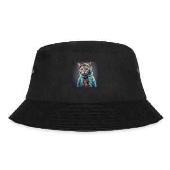 cat with hood and flowers - Bucket Hat - black - Front - Lela (165cm)