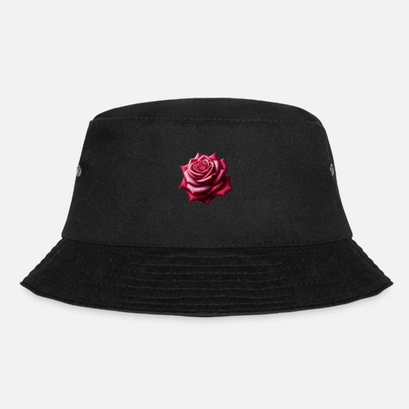 Realistisches Rosendesign - Bucket Hat - Schwarz