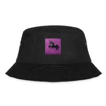 Black unicorn in front of purple wall - Bucket Hat - black - Front - Lela (165cm)