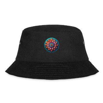 Mandala Blüte Entspannung - Bucket Hat - Schwarz - Vorne - Lela (165cm)