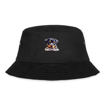 Rottweiler Hund Buch lesen Rottweilerwelpe Hunde - Bucket Hat - Schwarz - Vorne - Lela (165cm)