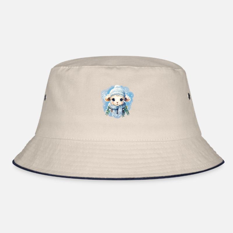 Cute sheep in wintry landscape Bucket Hat