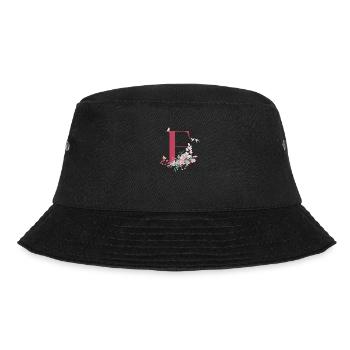 Blumenbuchstabe E - Geschenkidee - Bucket Hat - Schwarz - Vorne - Lela (165cm)