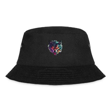 Wolf - Illustration - Bucket Hat - Schwarz - Vorne - Lela (165cm)