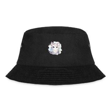 Katze - Illustration - Bucket Hat - Schwarz - Vorne - Lela (165cm)