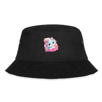 Katze - Illustration - Bucket Hat - Schwarz - Vorne - Lela (165cm)