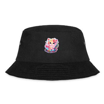 Katze - Illustration - Bucket Hat - Schwarz - Vorne - Lela (165cm)