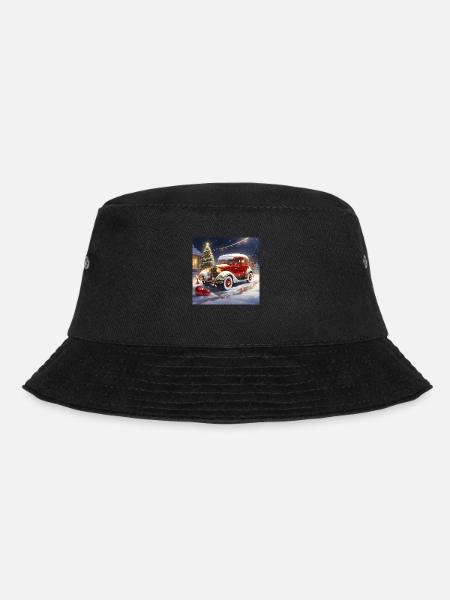 Vintage cars at Christmas - Bucket Hat - black