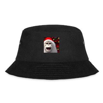 Weihnachtsaffe mit Weihnachtsmütze - Bucket Hat - Schwarz - Vorne - Lela (165cm)