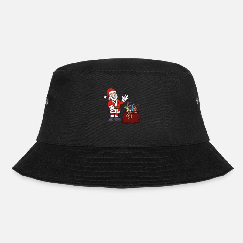 Weihnachtsmann mit Geschenktüte - Bucket Hat - Schwarz