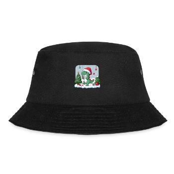 Cute Dino Santa Hat Cartoon Christmas Dinosaur - Bucket Hat - black - Front - Lela (165cm)