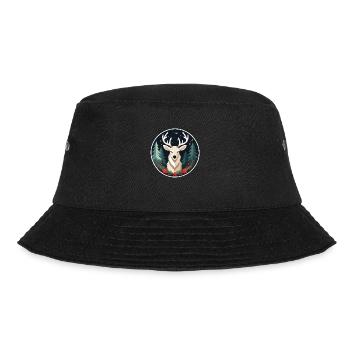 Reindeer Christmas Drawing - Bucket Hat - black - Front - Lela (165cm)