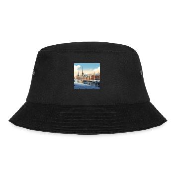 Verschneite Stadt Schnee Winter Wasser Hafen - Bucket Hat - Schwarz - Vorne - Lela (165cm)