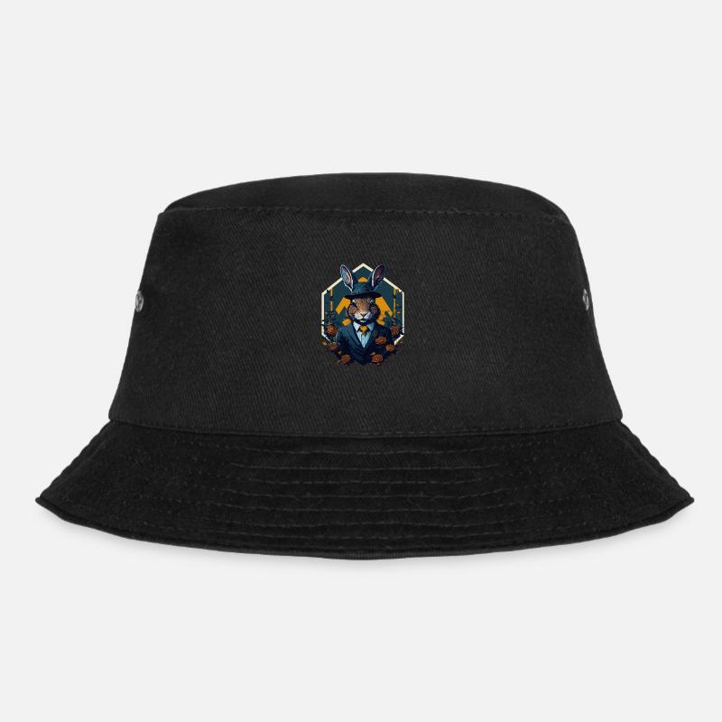 Bunny with bowler hat and suit - Bucket Hat - black