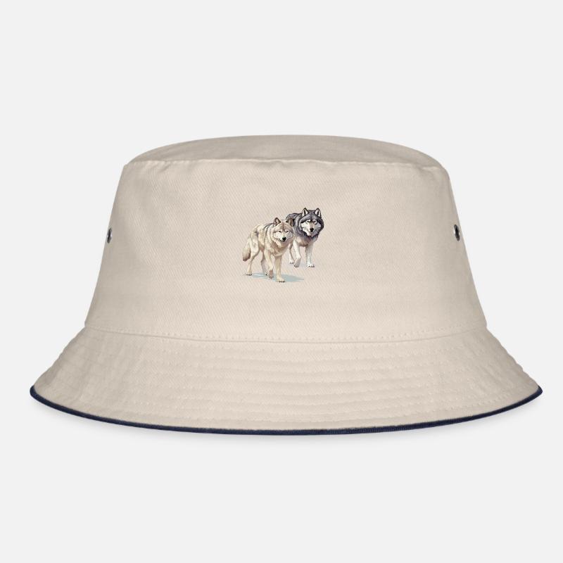 2 wolves big motif - The wilderness is calling ! Bucket Hat