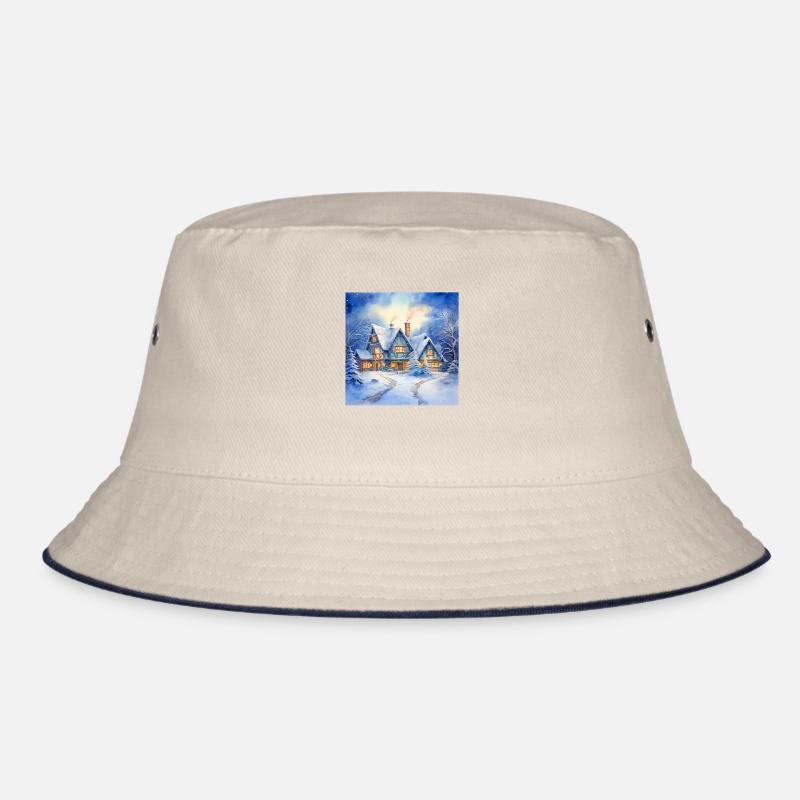 Verschneites Haus Bucket Hat