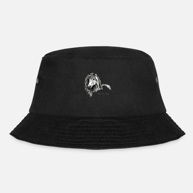 Pferdeportrait in schwarz-weiß - Bucket Hat - Schwarz