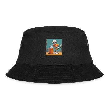 cute little orange futuristic vintage robot - Bucket Hat - black - Front - Lela (165cm)