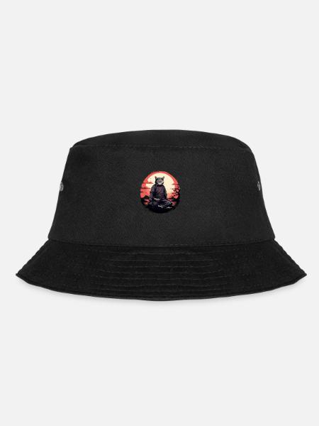 Cat samurai - Bucket Hat - black