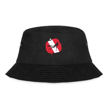 Red White Diving Flag Harpoon Hunting Diver - Bucket Hat - black - Front - Lela (165cm)