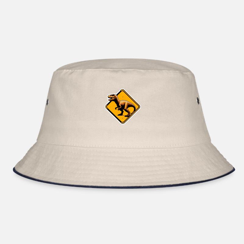 Dinosaur construction sign Bucket Hat