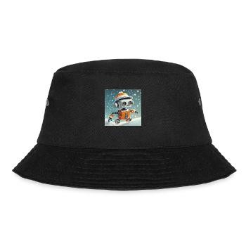 cute little orange futuristic vintage robot - Bucket Hat - black - Front - Lela (165cm)