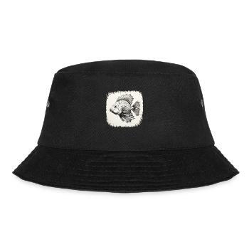 fish hook animation boat fishes present rod happy - Bucket Hat - Schwarz - Vorne - Lela (165cm)
