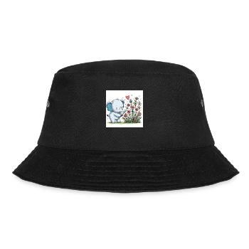 Elefant pflückt Blumen - Bucket Hat - Schwarz - Vorne - Lela (165cm)