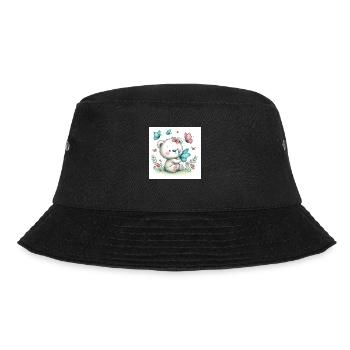 Bär mit Schmetterling - Bucket Hat - Schwarz - Vorne - Lela (165cm)