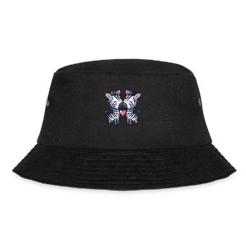 Zebra Comic Couple Love - Bucket Hat - black - Front - Lela (165cm)