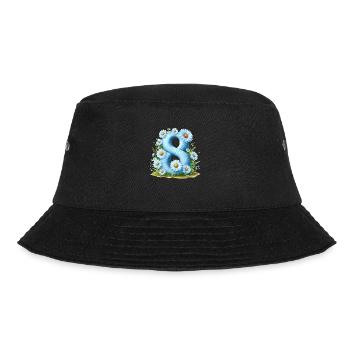 Nr. 8 eit digitale Hintergrundnummer Vektorzeichen Tal - Bucket Hat - Schwarz - Vorne - Lela (165cm)