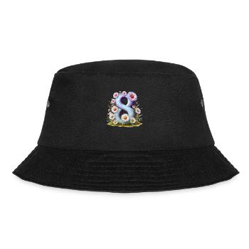 Nr. 8 eit digitale Hintergrundnummer Vektorzeichen Tal - Bucket Hat - Schwarz - Vorne - Lela (165cm)