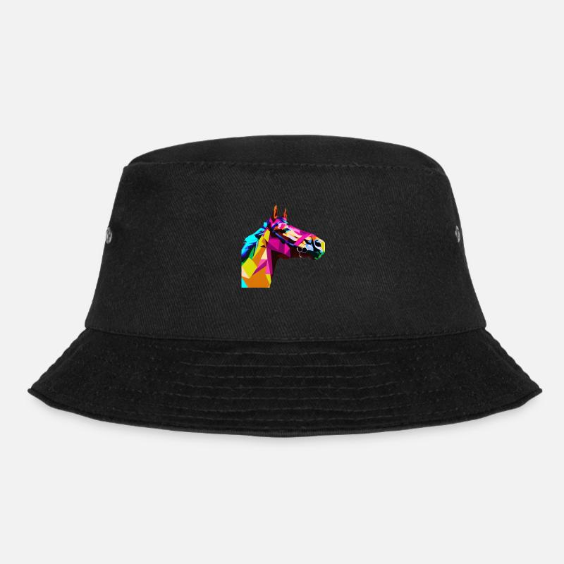 Coloré Pop Art chevaux Portrait équitation polygone - Bob - noir