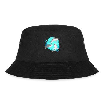 Group Of Sharks - Funny Ocean Life Expert Shark - Bucket Hat - Schwarz - Vorne - Lela (165cm)