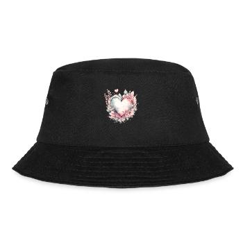 Herz für unendliche Liebe und Zuneigung - Bucket Hat - Schwarz - Vorne - Lela (165cm)