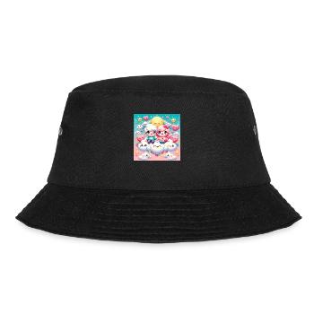 Cartoon Paar - Bucket Hat - Schwarz - Vorne - Lela (165cm)