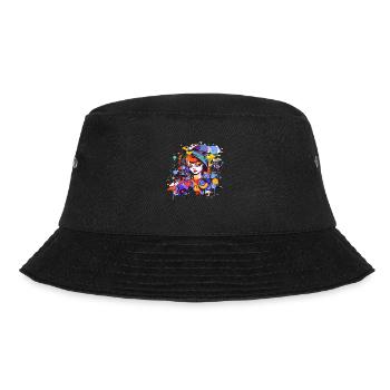 Beautiful female paint art Face colorful woman - Bucket Hat - black - Front - Lela (165cm)