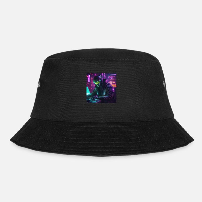 Pc spieler am Schreibtisch - Bucket Hat - Schwarz