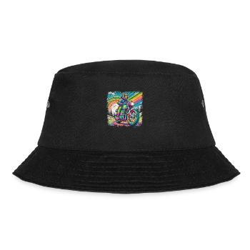 Berge im psychedelischem Biker-Rausch - Bucket Hat - Schwarz - Vorne - Lela (165cm)
